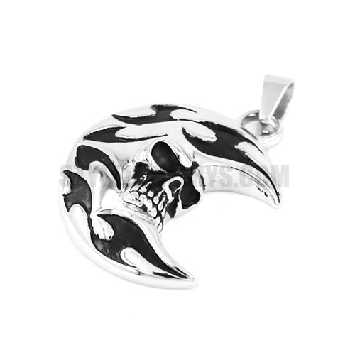 Stainless Steel Gothic Moon Skull Pendant SWP0392 - Click Image to Close